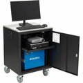 Global Industrial Mobile Powered Audio Visual Cart w/ Lockable Cabinet, 100AH Battery, Black 241659PBK